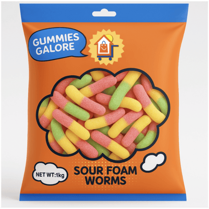 2KG SOUR FOAM WORMS