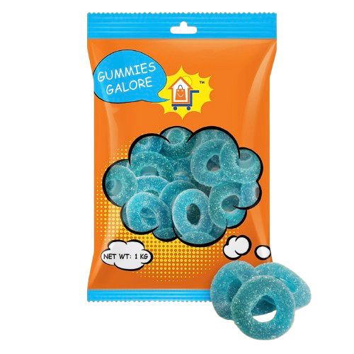 GUMMIES GALORE 2KG SOUR BLUE RINGS